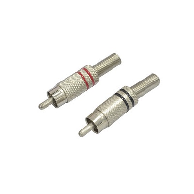 Разъем RCA шт металл 2 полосы (красный и черный)