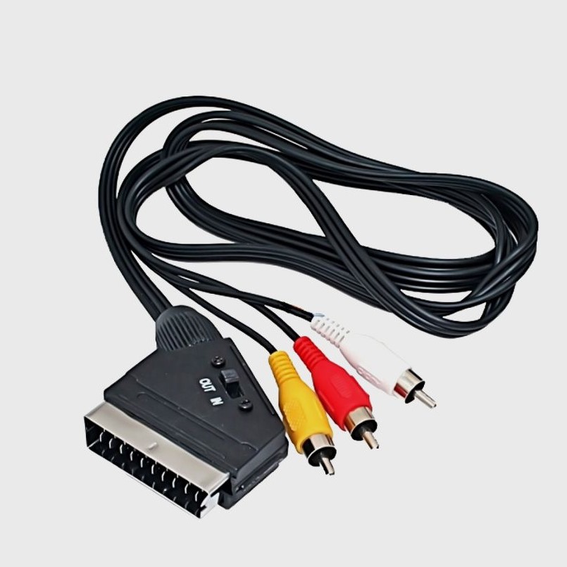 Шнур SCART шт - 3 x RCA шт OD9.0мм с переключателем 1.5м