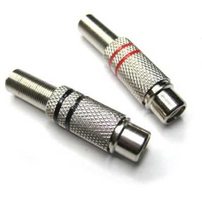 Разъем RCA гн металл 2 полосы (красный и черный)